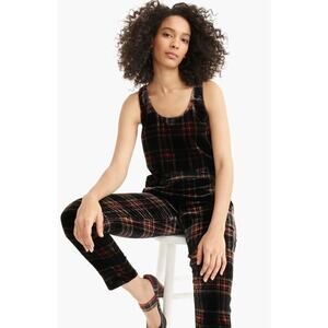 J. Crew Velvet Top Stewart Tartan Plaid Tank Size 2P 2 Petite Scoop Neck
